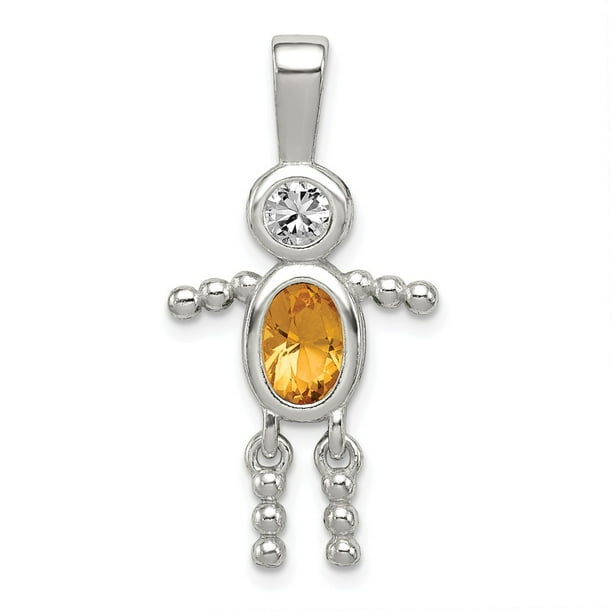 Solid 14k White Gold November Synthetic Simulated Birthstone Heart Pendant Charm Solid 14k White Gold November Synthetic Simulated Birthstone Heart Pendant Charm